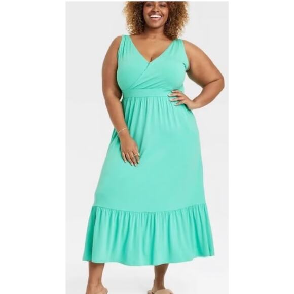 Ava & Viv Turqoise Midi Dress Spring 4XL New with Tags - Picture 1 of 5